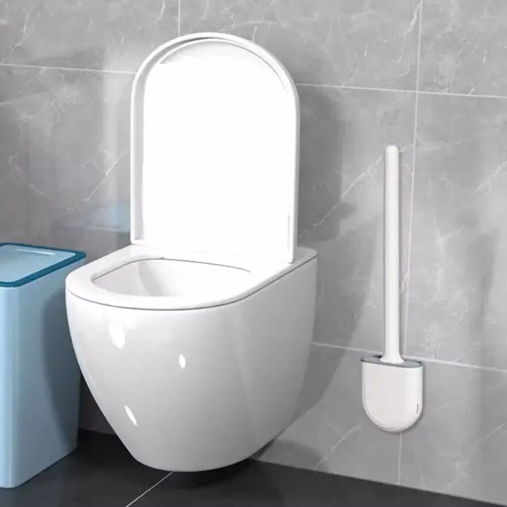 Nes Home Wall Mounted Silicone Toilet Brush and Holder in White – 3
