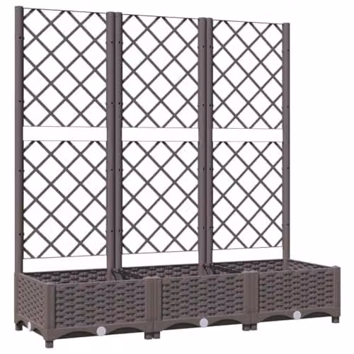 vidaXL Brown Rectangular Garden Planter with Trellis and Climbing Support, Polypropylene – 1