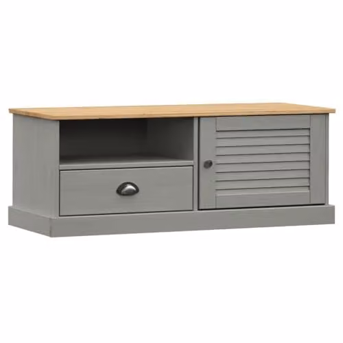 vidaXL VIGO TV Cabinet in Grey Rustic Solid Pine Wood, W/D/H: 106 x 40 x 40 cm – 1