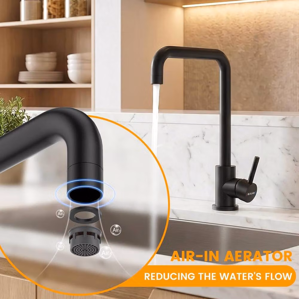 Blylund Stainless Steel L-Shaped Kitchen Mixer Tap with Single Lever and Swivel Spout in Matt Black – 4