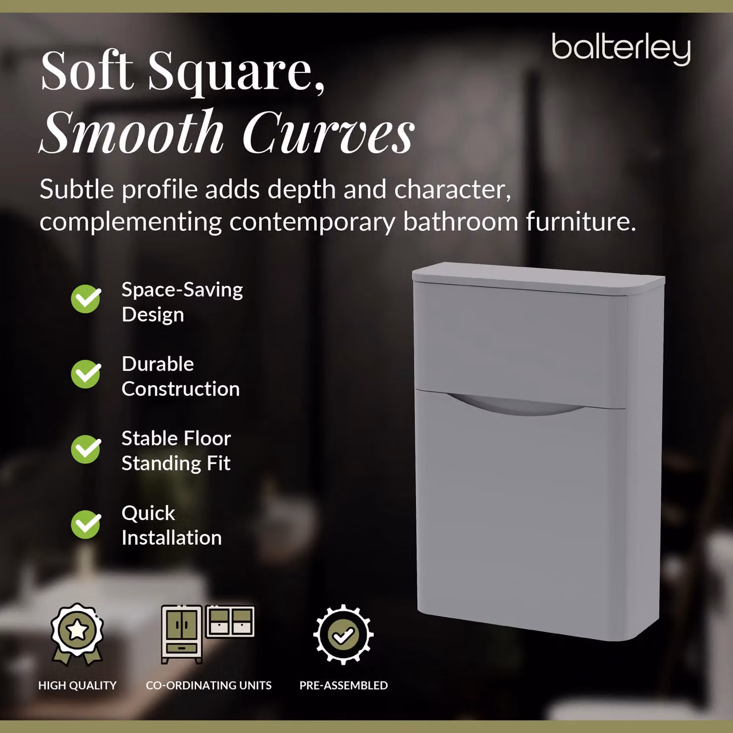 Balterley Modern Floor Standing Concealed Cistern Toilet Unit, Grey, W: 55 cm, H: 80 cm – 4