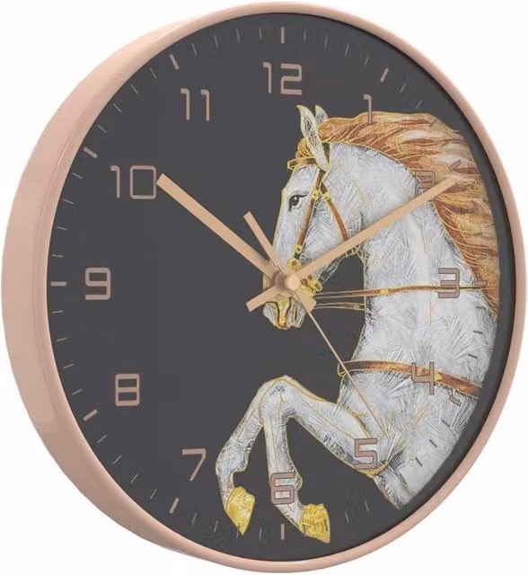 Berkfield Home Silent Quartz Analog Wall Clock in Gold and White, Diameter: 29.5 cm