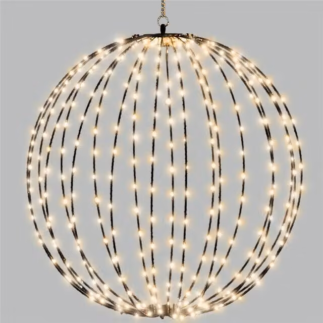 Xmas Haus Black Plastic LED Christmas Sphere with 180 Warm White Lights, Diameter: 40 cm