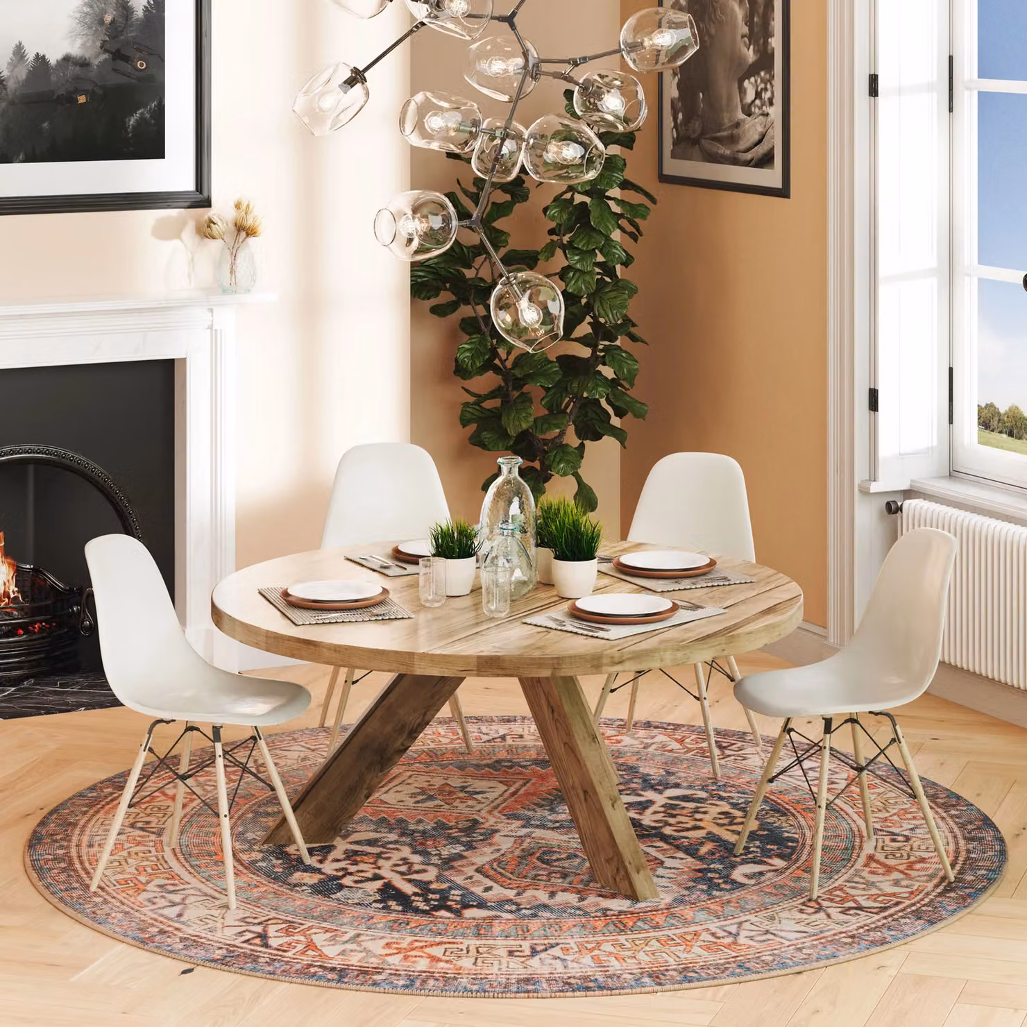 Kukoon Beige and Tan Distressed Abstract Vintage Rug, Non-Slip and Washable, W: 160 cm, D: 230 cm – 2