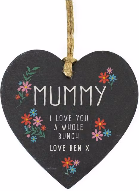 Personalised Memento Company Women's I Love You A Whole Bunch Hanging Black Slate Heart Wall Plaque