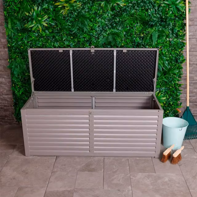 Charles Bentley Plastic Outdoor Garden Storage Box in Matt Grey, Width: 53.4 cm