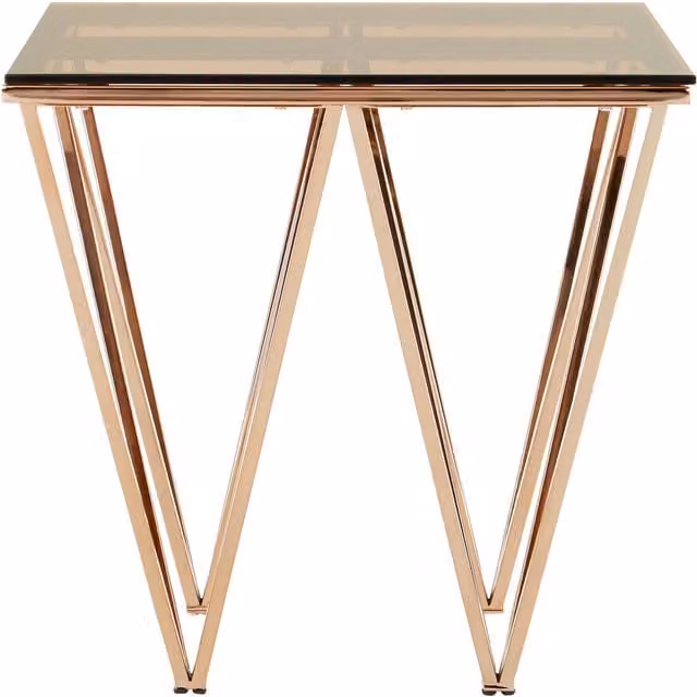 Orsina Square Glass and Metal End Table in Gold