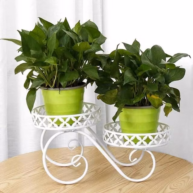 KORVIXA White Metal Flower Pot Display Rack Shelf – 1