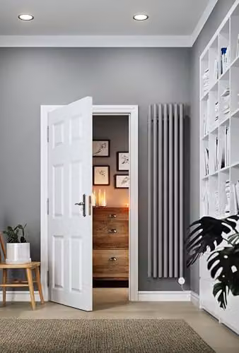 Terma Rolo Room E Electric Radiator with Wifi and App Control, Salt n Pepper Grey, H: 180 cm, W: 37 cm, D: 3.7 cm, 0.8 kW – 6