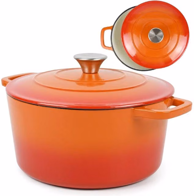 Nordara Orange Enamelled Cast Iron Casserole Pot, 5 l – 1