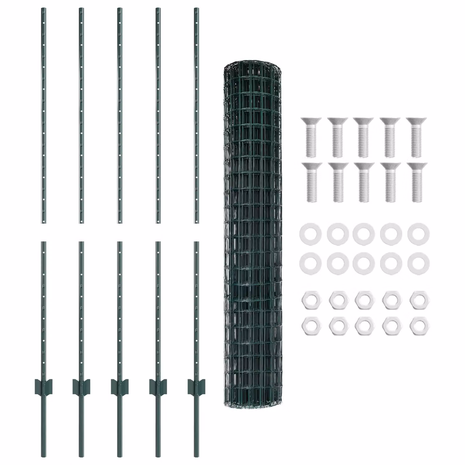 Berkfield Home Euro Fence Steel Garden Fencing with 5 U Posts, Green, W: 10 m, H: 1.4 m – 3