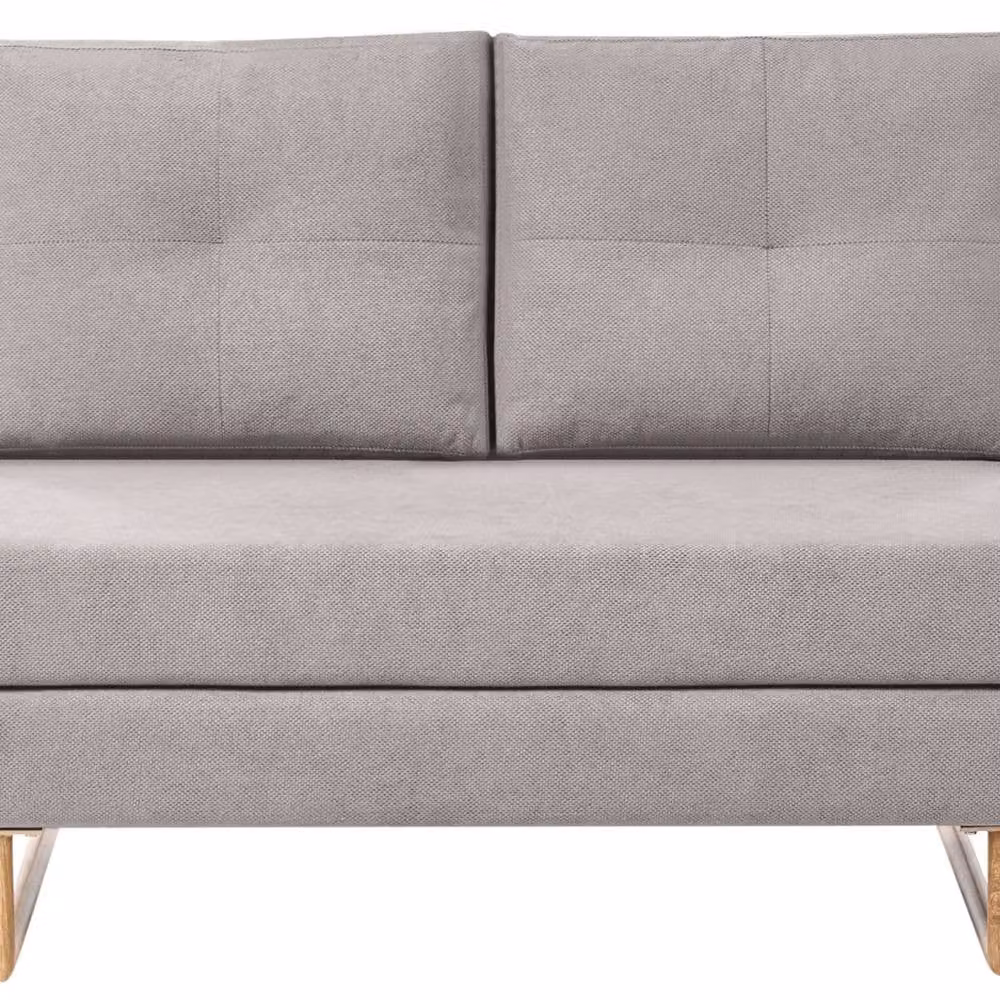 Wyld and Coco 2-Seater Grey Fabric Sofa Bed with Adjustable Headrest and Pull-Out Frame, W/D/H: 120 x 200 cm – 2