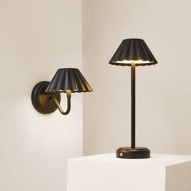 ValueLights Avery Portable Rechargeable LED Table Lamp with Touch Control in Black and Gold/Brass