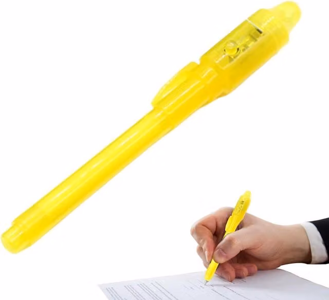UMKY 2-Piece Invisible Ink Secret Message Pen Set with Light, Yellow