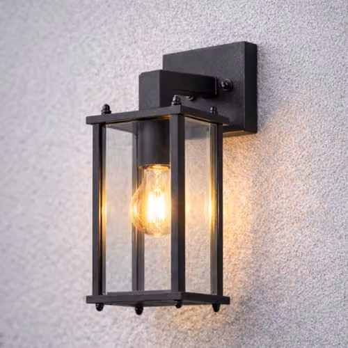 CGC Lighting Black Outdoor Wall Lantern with Transparent Glass Diffuser, IP44 Waterproof Down Light – 2