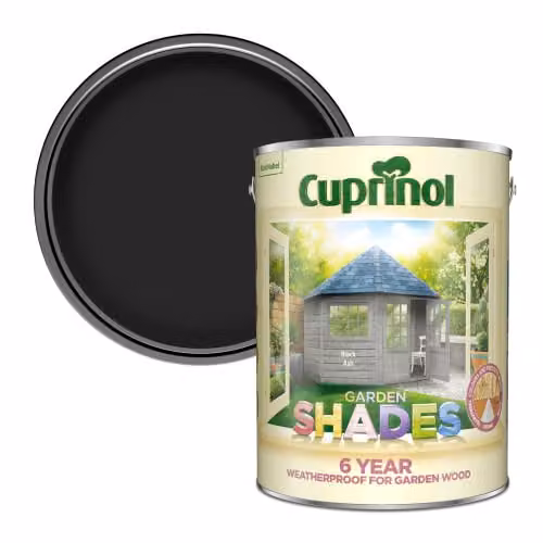 Cuprinol Garden Shades Black Ash Semi-Transparent Water-Based Wood Paint, 5 l