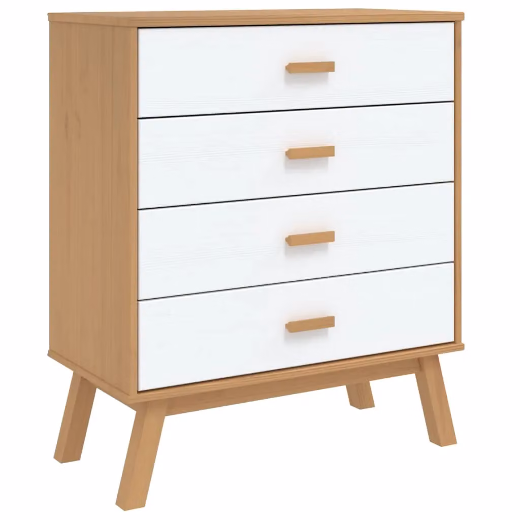 Berkfield Home OLDEN Drawer Cabinet in White and Brown Solid Pine Wood – 2