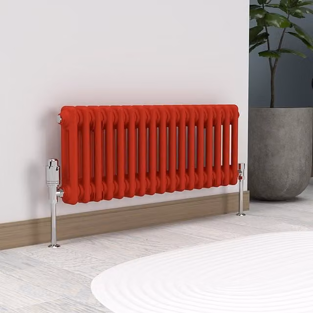Lux Heat Horizontal Column Radiator in Red, W: 78.5 cm, H: 30.0 cm