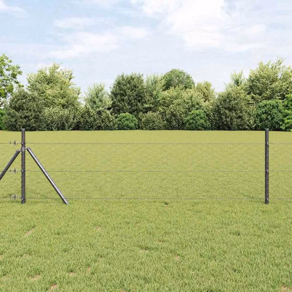 Berkfield Home Hexagon Steel Fence, Grey, H: 140 cm x W: 10 m – 2