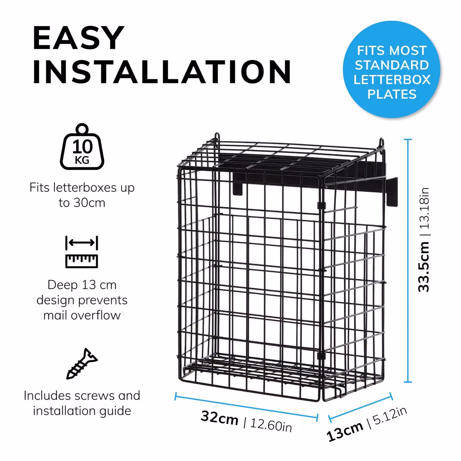 House of Home Black Self-Adhesive Metal Letterbox Cage for Door Mail Collection – 2