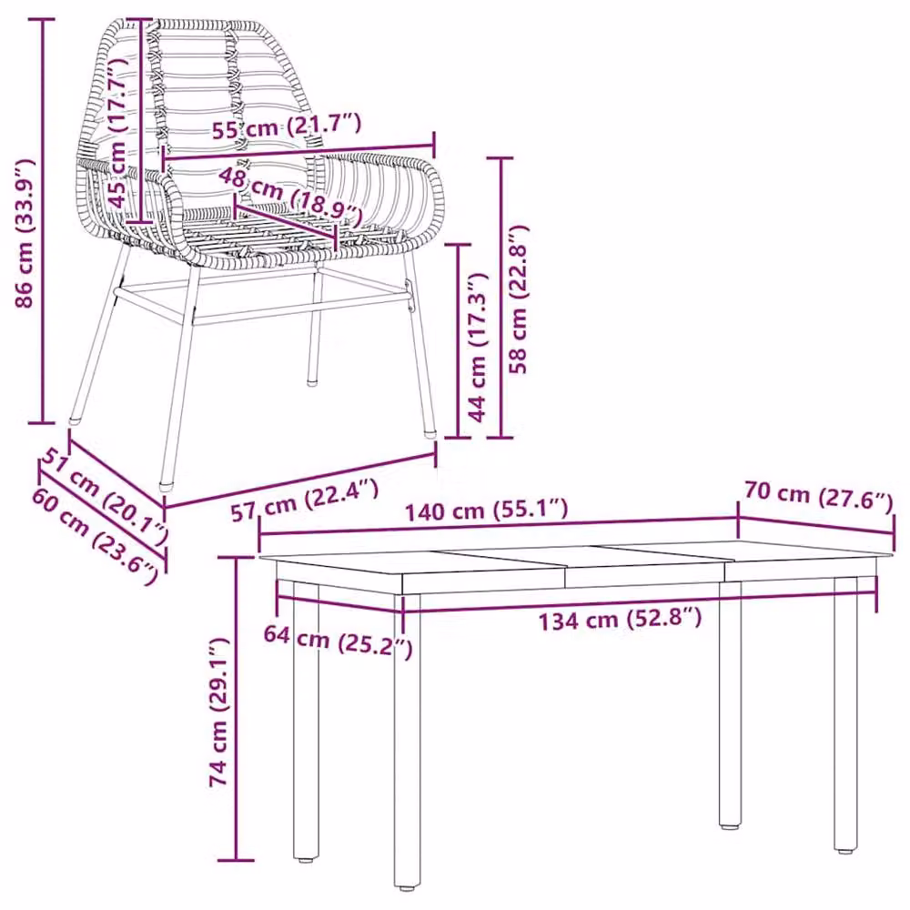 Berkfield Home 5 Piece Black Poly Rattan Garden Dining Set with Glass Top Table – 3