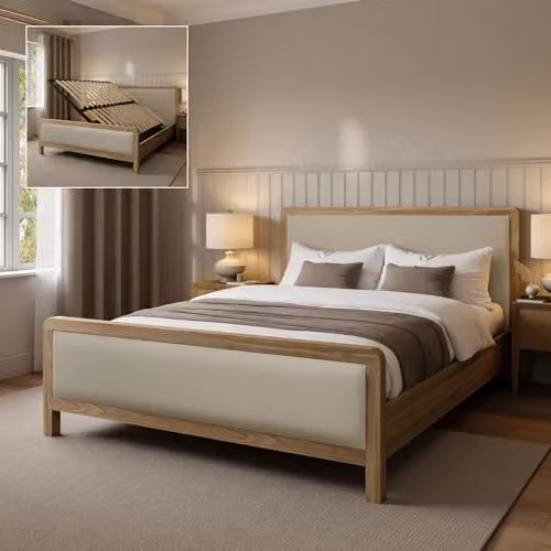 X Rocker Leonie Shadow Ottoman Double Bed Frame with Upholstered Fabric Headboard and Lift Up Base, Ash, W: 140 cm, D: 200 cm, H: 137 cm – 1