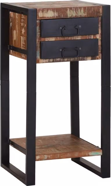 Berkfield Home Telephone Stand in Brown Reclaimed Solid Wood, W/D/H: 40 x 40 x 80 cm