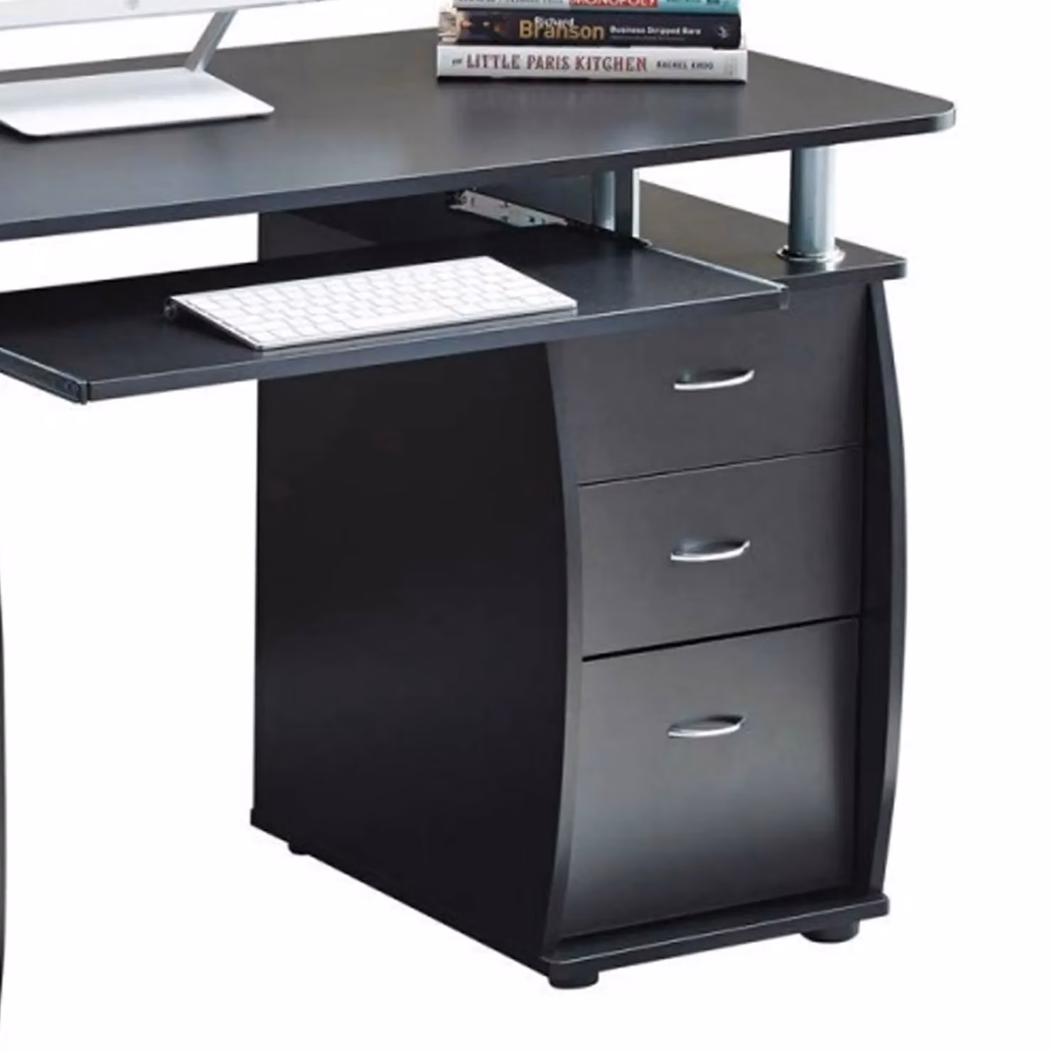 RayGar Black Deluxe Design Computer Desk with Storage Cabinet and 3 Drawers, W/D/H: 150 x 55 x 74 cm – 7