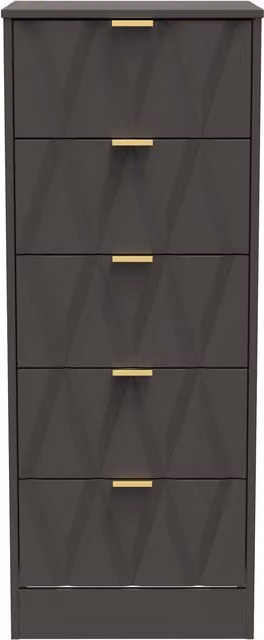 Ready Assembled 2 U Washington 5 Drawer Tall Bedside in Dark Grey – 1