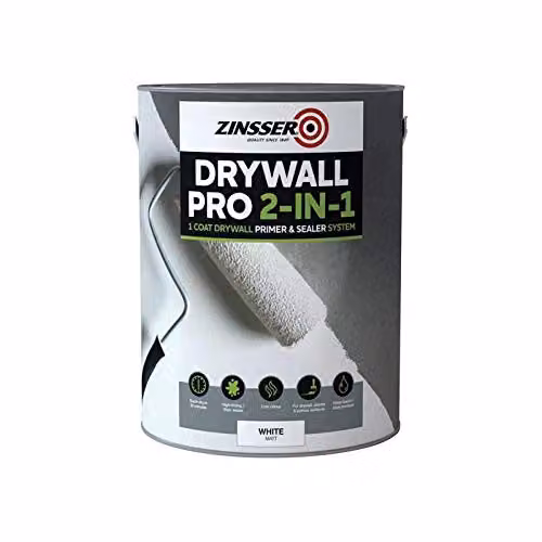 Zinsser Drywall Pro 2 in 1 Primer and Sealer for Plasterboard, White Matt, 5 l