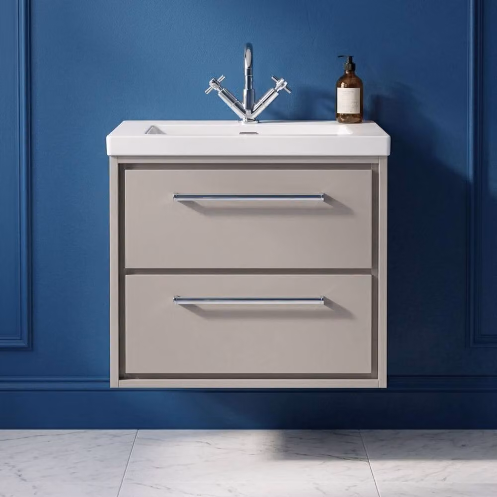 Balterley Wall Hung Fireclay Basin with 2 Soft-Close Drawers, Grey, Width: 60 cm – 2