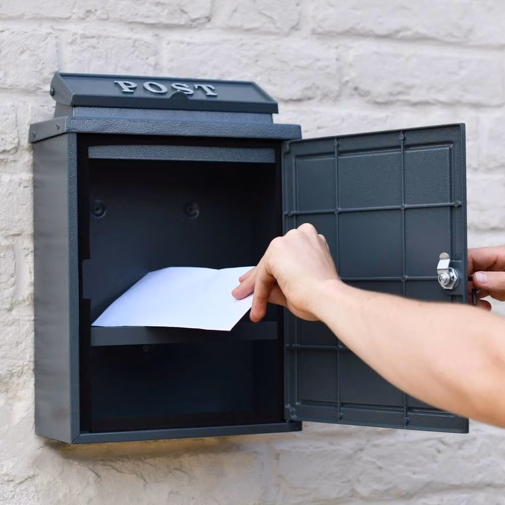 Nordara Grey and Silver Lockable Wall Mounted Parcel Post Box – 3