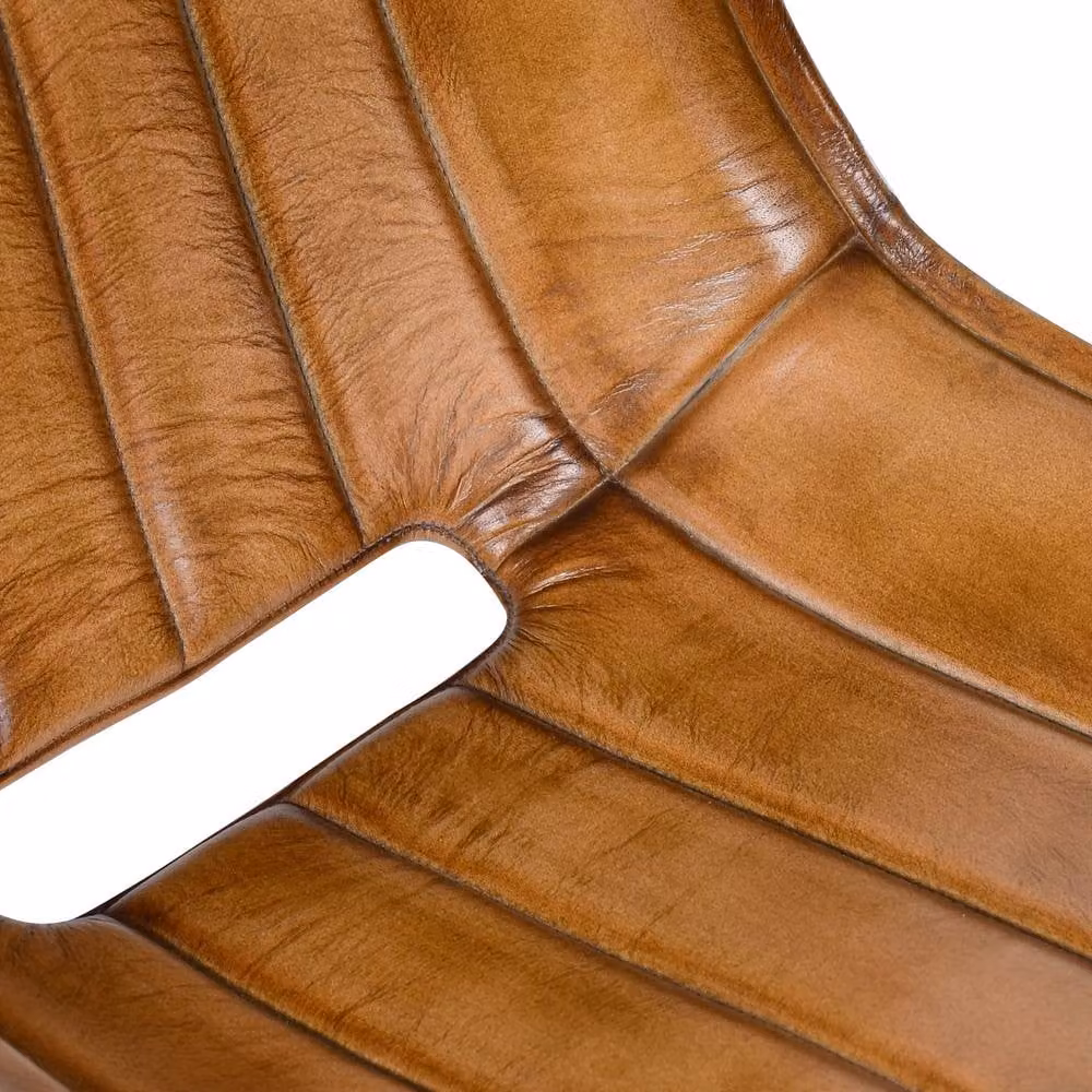 Outsunny Mid-Century Brown Leather Dining Chair with Metal Legs, H 77 cm x W 47 cm x D 55 cm – 3