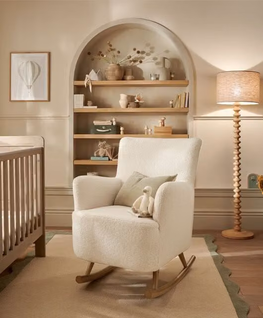 Mamas & Papas Elwood Nursing Chair in White Bouclé