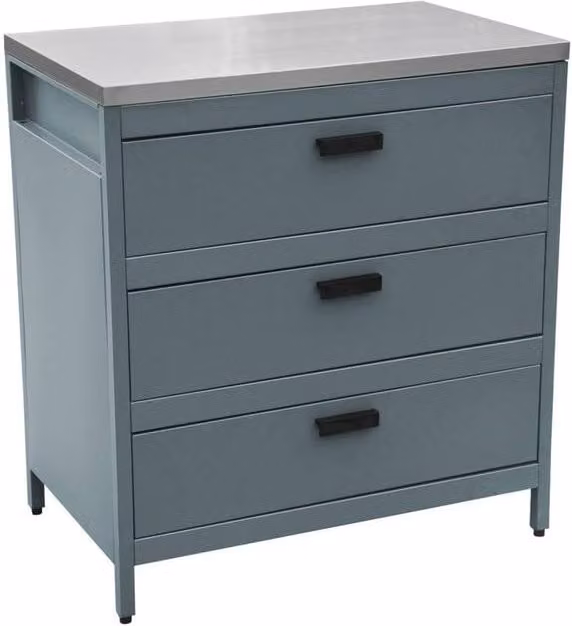 sweeek Steel Outdoor Kitchen with 3 Drawers in Grey, Width: 80 cm – 1