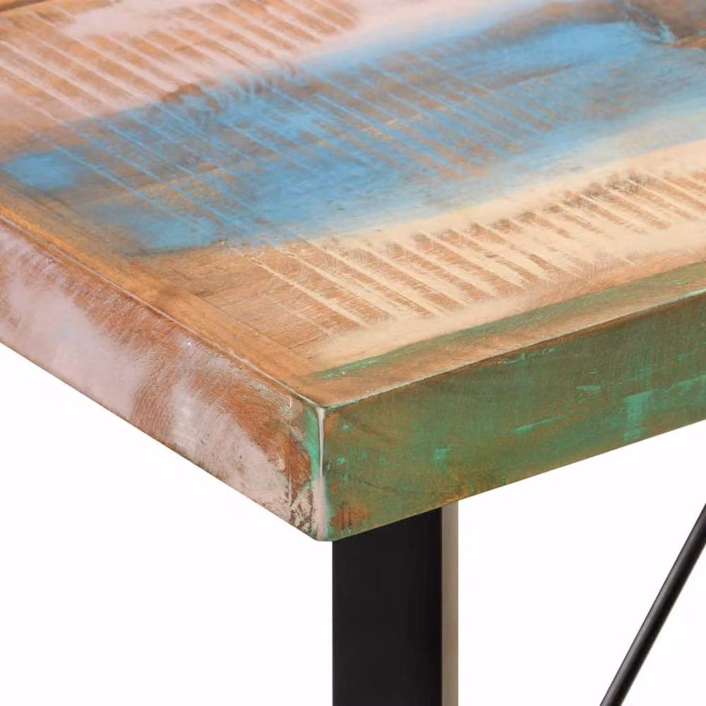 Berkfield Home Industrial Rectangular Bar Table in Multicolour Reclaimed Wood and Metal, W/D/H: 150 x 70 x 107 cm – 3