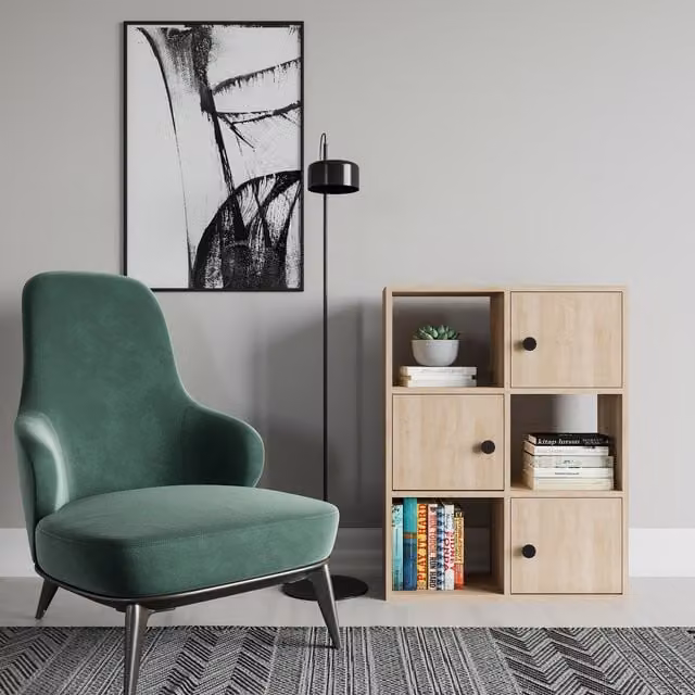 Decorotika Tasso Bookcase with Cabinets in Yellow