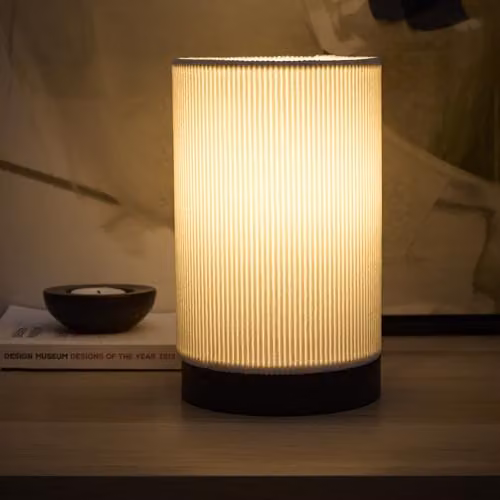 K LIVING Malta Dimpled Velvet Table Lamp in White and Grey – 2