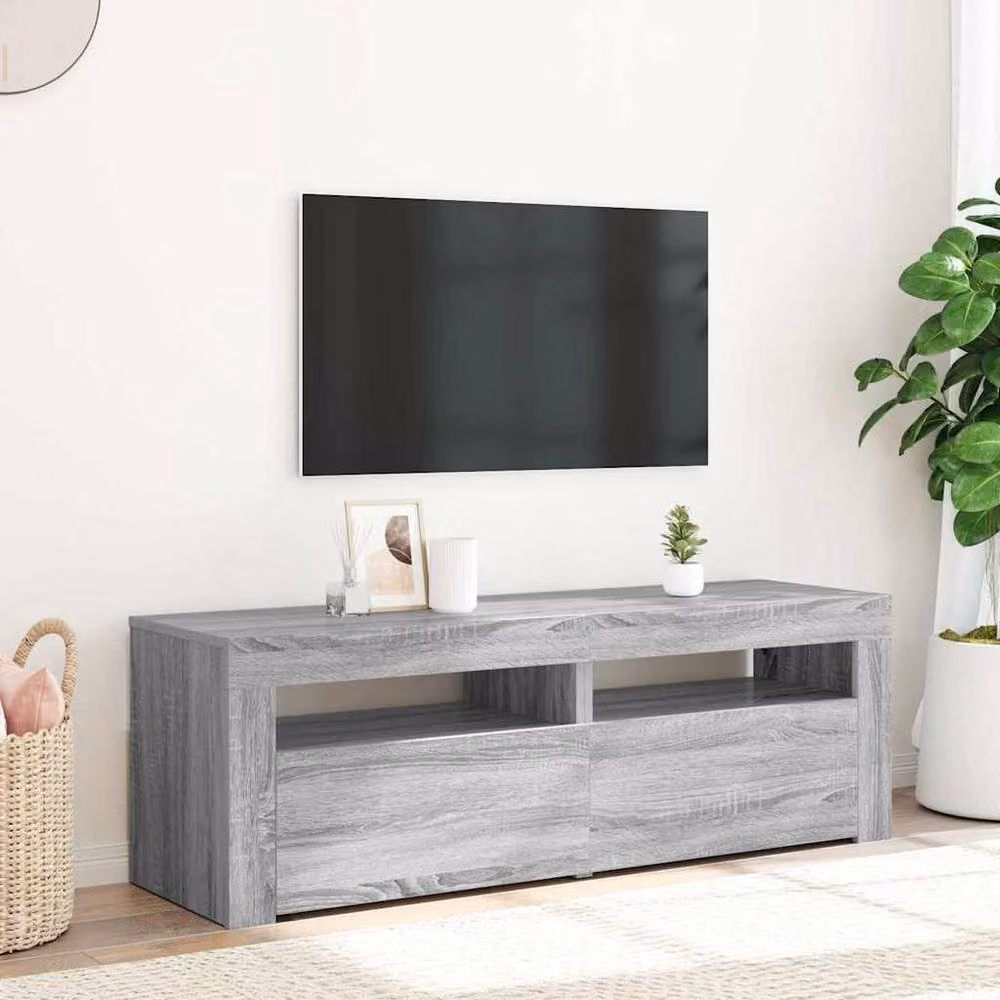 Berkfield Home Modern TV Cabinet with LED Lights in Grey Sonoma, W/D/H: 120 x 35 x 40 cm – 2