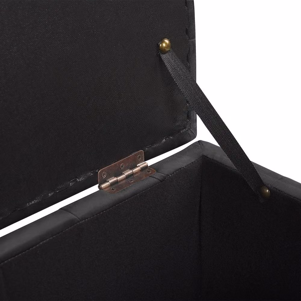 Wyld and Coco Luxor Black Velvet Tufted Storage Ottoman Bench – 5
