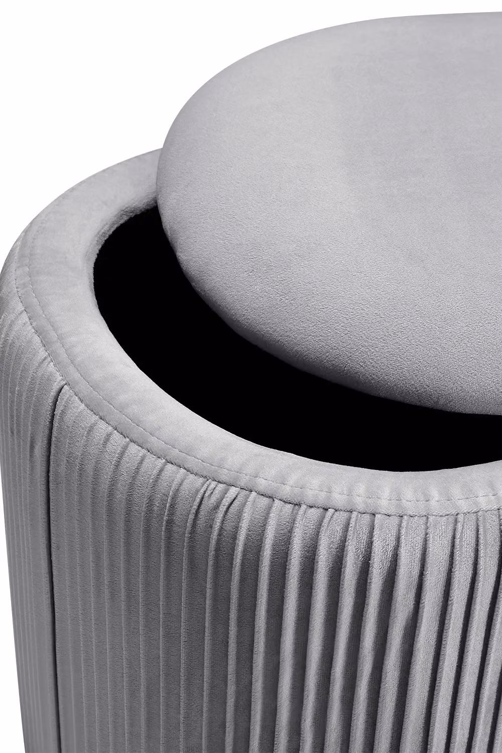 Living and Home Maliyah Grey Velvet Oval Storage Footstool – 2