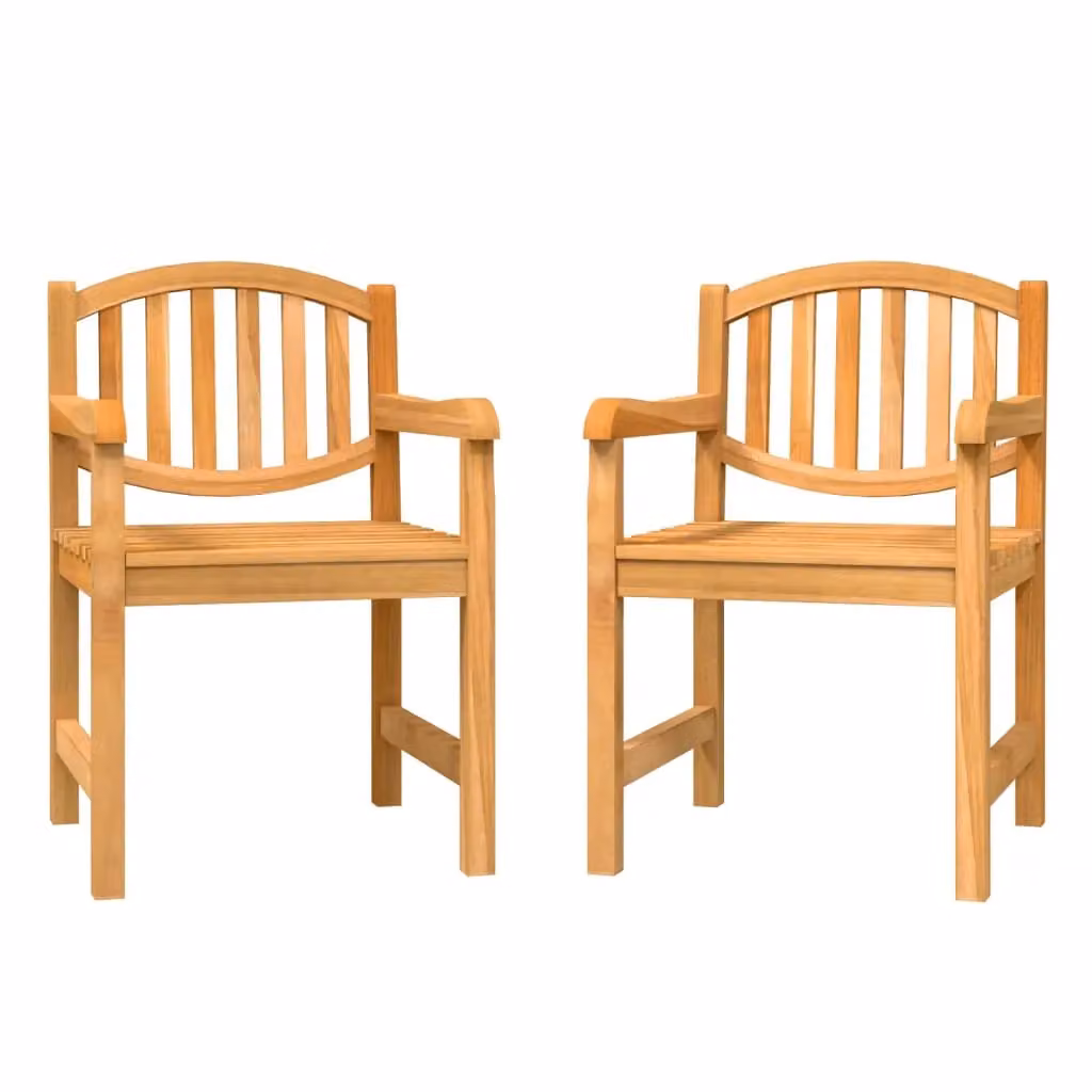 Berkfield Home Rustic Teak Garden Chairs, 2 Pack, Brown, W/D/H: 58 x 59 x 88 cm – 2