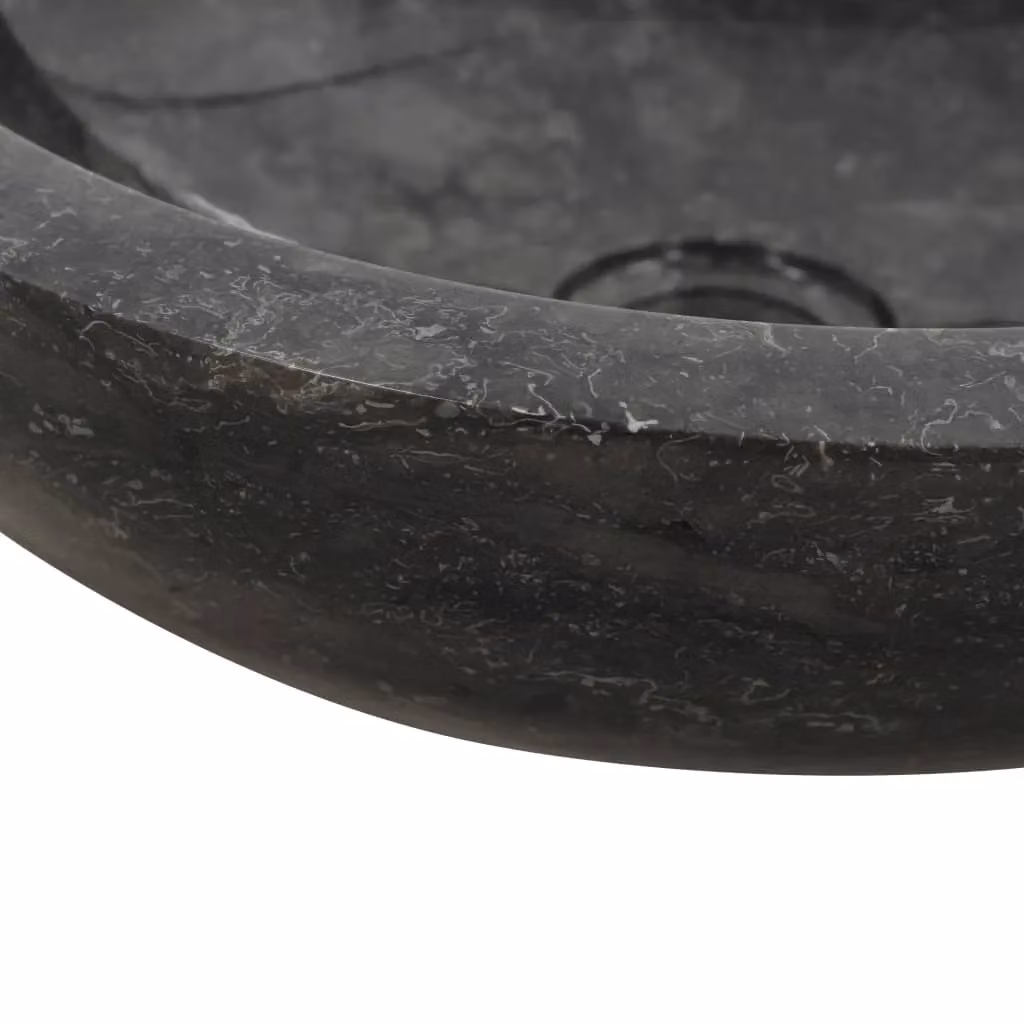 Berkfield Black Natural Stone Round Home Sink W/D/H: 40 x 12 x 12 cm – 5