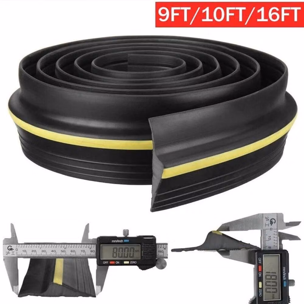 NESTLUNE Black EPDM Rubber Garage Threshold Weather Door Seal Strap W: 1000 cm, H: 52 cm – 3