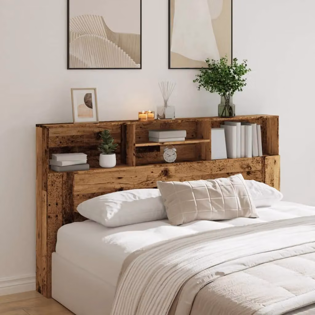 Berkfield Home Headboard Cabinet in Old Wood Brown, W/D/H: 180 x 19 x 103.5 cm – 3
