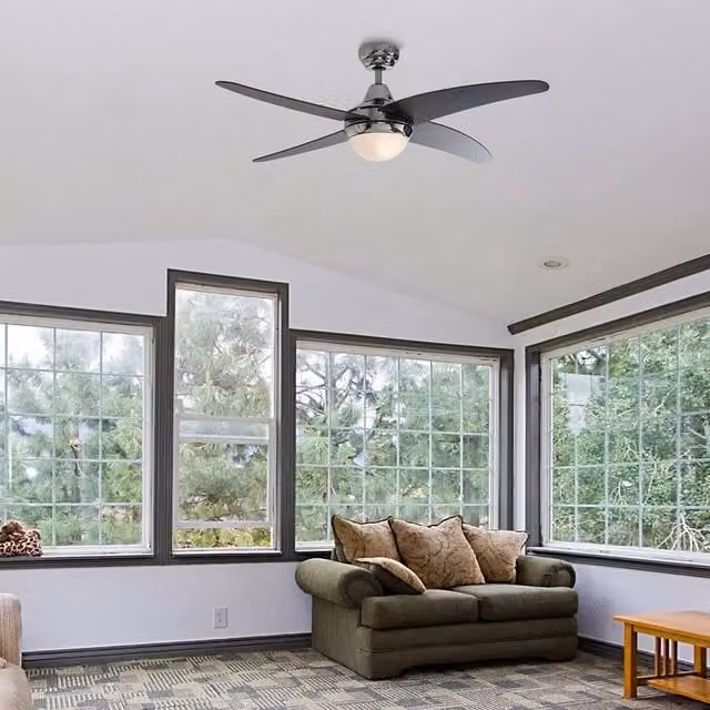 ValueLights Apache 48 inch 4 Blade Ceiling Light Fan with Remote Control in Silver, Chrome and Wood – 1