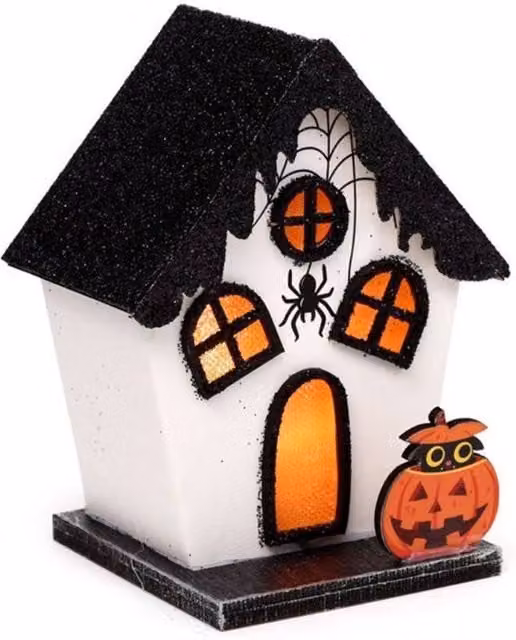 KDMD Spooky Spider House Halloween LED Tabletop Decoration in Black