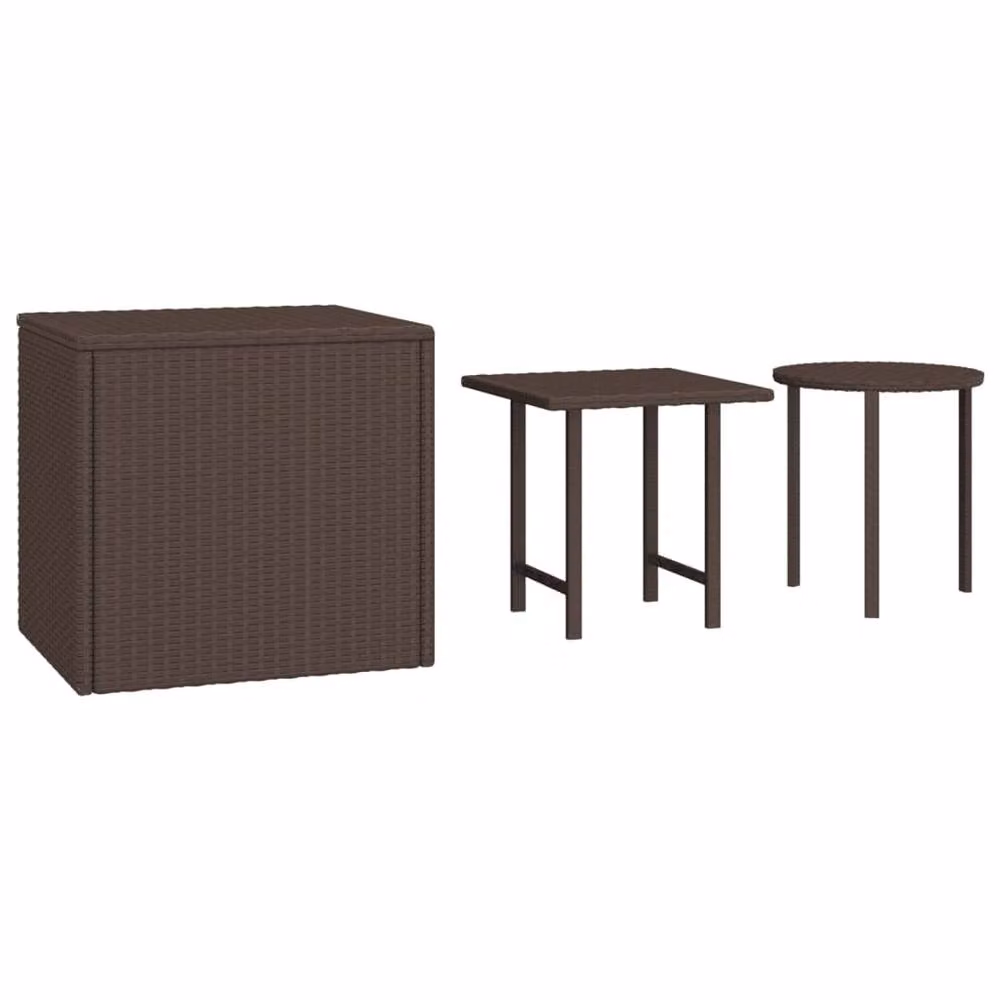 Berkfield Home 3-Piece Brown Poly Rattan Side Table Set – 2