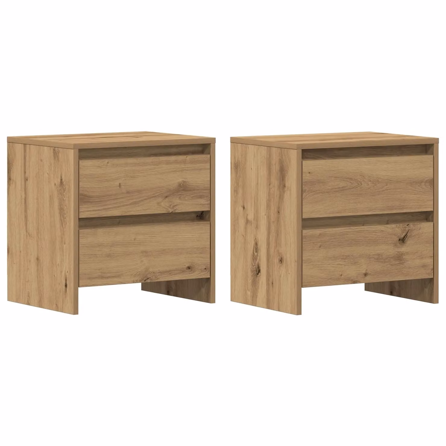 Berkfield Home Artisan Oak Bedside Cabinet Set of 2, Brown Engineered Wood, W: 45 cm, D: 34 cm, H: 44.5 cm – 1