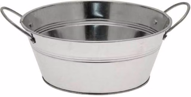 KDMD Silver Galvanised Round Serving Bowl with Ears, Pack of 3, W: 10 cm, D: 24 cm